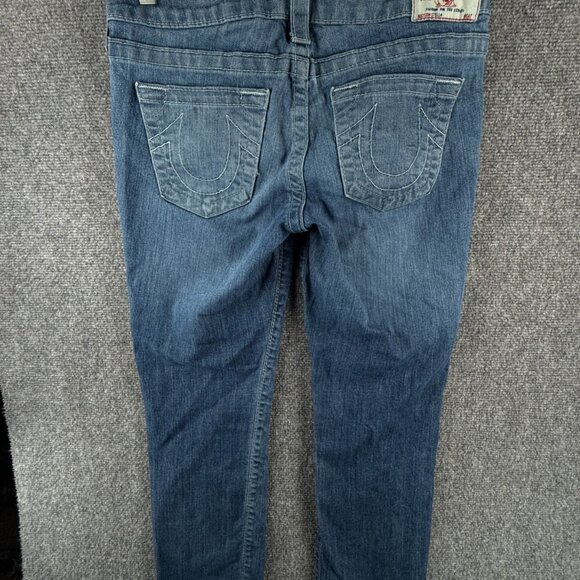 True Religion Blue Jeans Women 31x26 USA Denim Embroidered Urban Adult Ladies - Picture 10 of 13